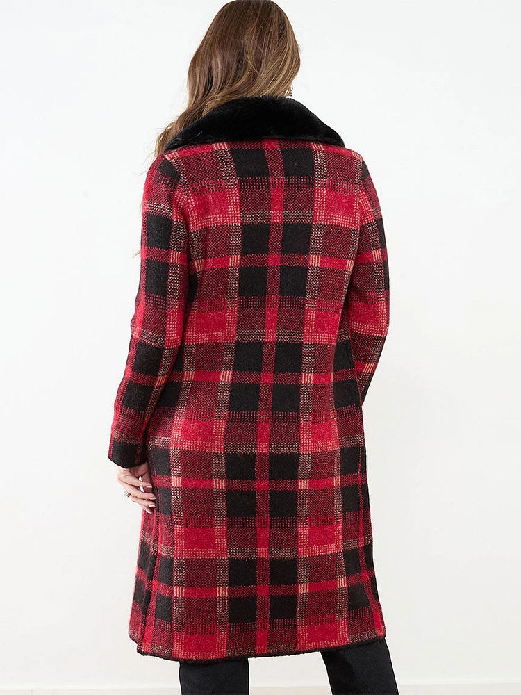 Faux Fur Plaid Coatigan