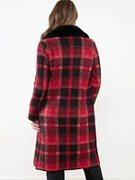 Faux Fur Plaid Coatigan