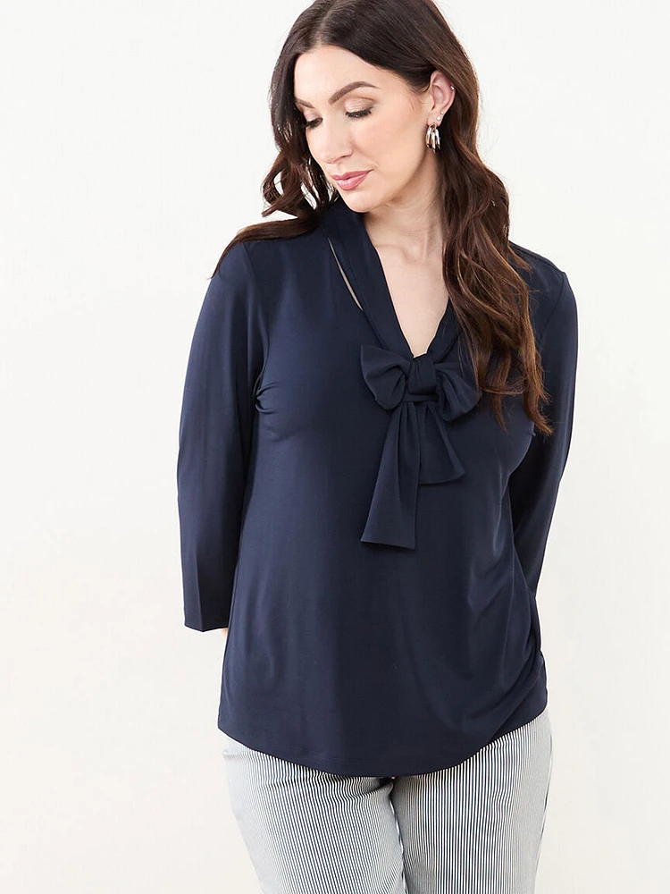 Soft Knit Top with Tie Detail