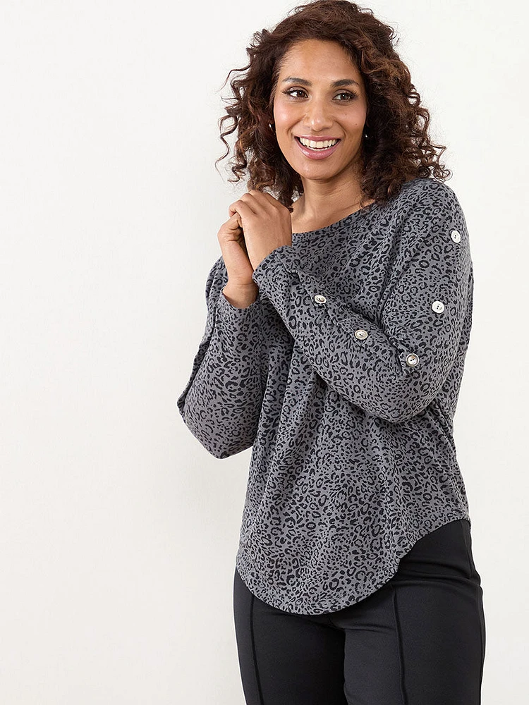 Petite Lightweight Knit Top with Button Detail