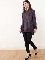 Long Sleeve Pleated Back Tunic Blouse