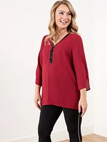 Petite V-Neck Tunic Blouse