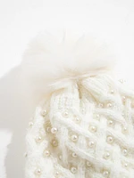 Cable Knit Toque with Pearls