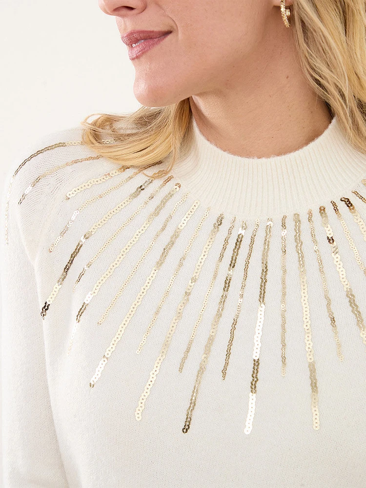 Sequin Mock Neck Sweater