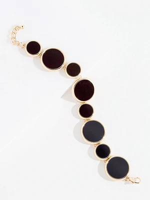 Gold and Black Round Stone Bracelet