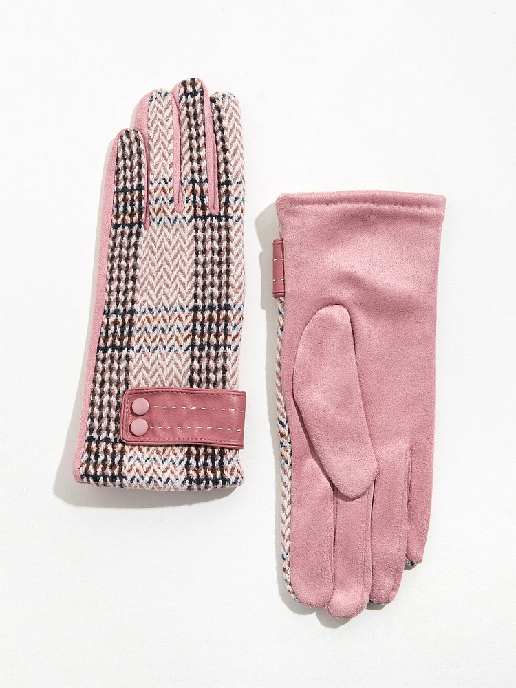 Pink Plaid Gloves