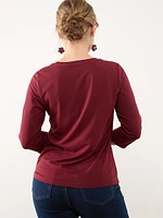 Petite 3/4 Sleeve V-Neck Tee