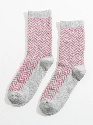 Chevron Patterned Crew Socks