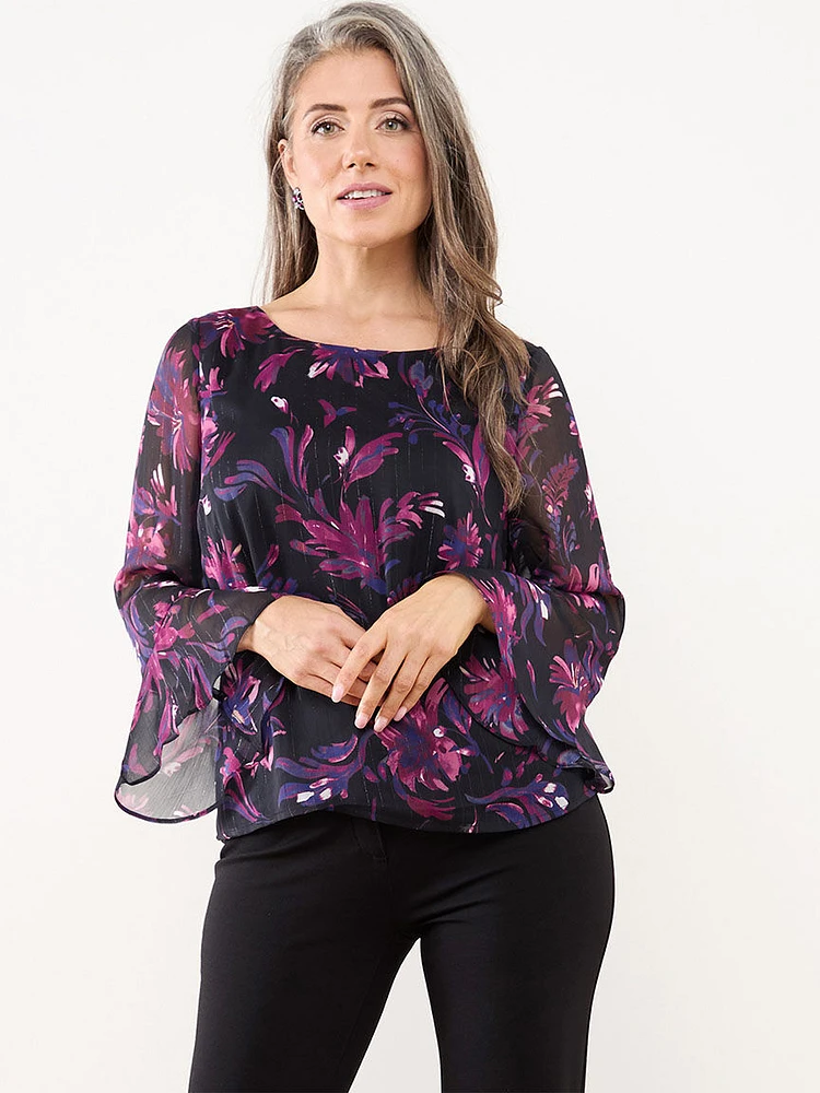 Bell Sleeve Chiffon Blouse