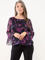 Bell Sleeve Chiffon Blouse