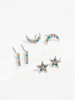 Silver Stud Multi Design Earring Pack