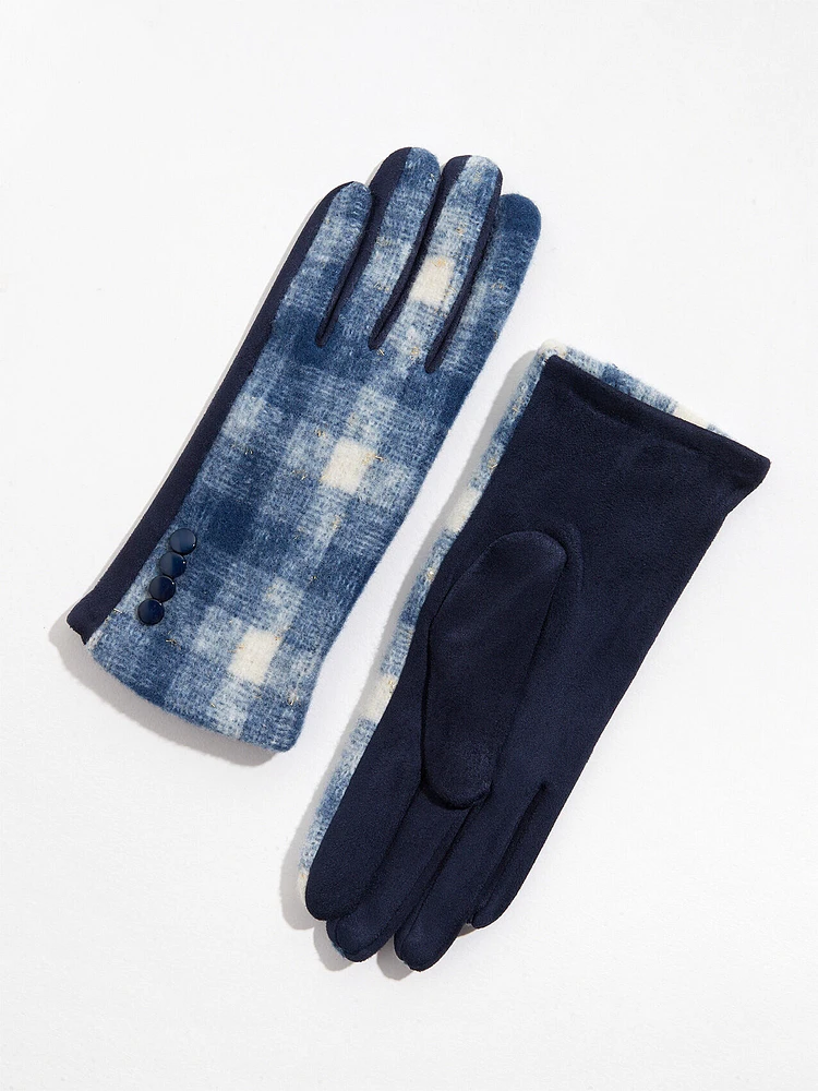 Navy Plaid Gloves