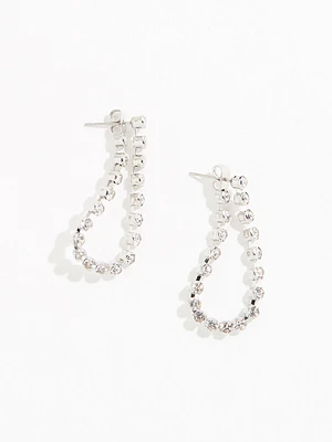 Silver Rhinestone Chain Earrings