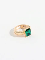 Gold Stretch Ring with Emerald Stone