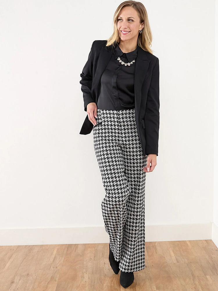 Tonia Houndstooth Wide Leg Pant