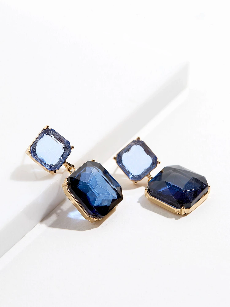 Square Glass Stone Earrings