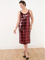 Plaid Sequin Midi Dress