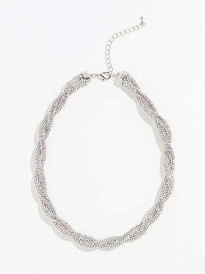 Silver Twisted Short Necklace