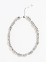 Silver Twisted Short Necklace