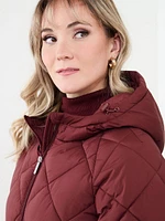 Petite Diamond Quilted Vegan Down Coat