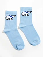 Powder Blue Polar Bear Crew Socks