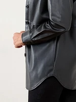 Vegan Leather Shirt Jacket