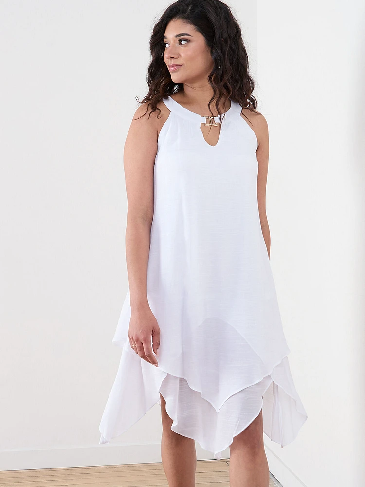 Petite Halter Neck Gauze Midi Dress