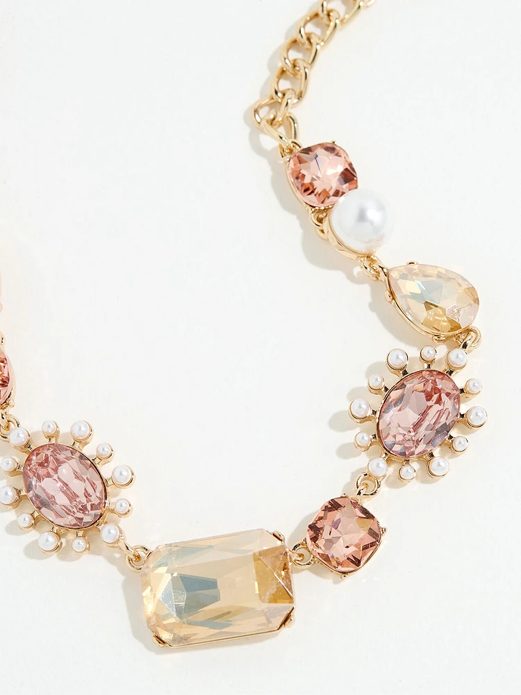 Short Statement Necklace with Pink Crystals