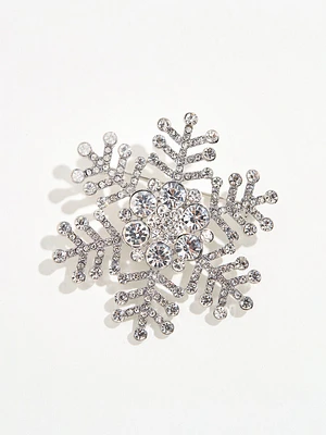 Silver Rhinestone Snowflake Pin