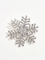 Silver Rhinestone Snowflake Pin