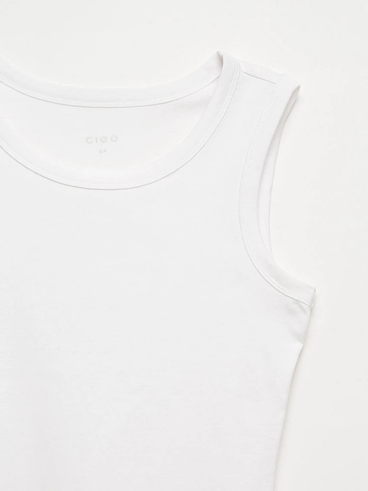 Stretch Cotton Hi-Neck Tank
