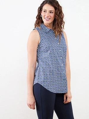 Sleeveless Collared Blouse