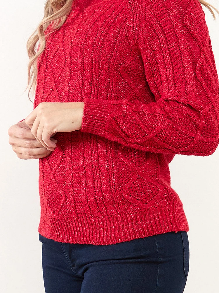 Petite Speckle Cable Knit Pullover Sweater