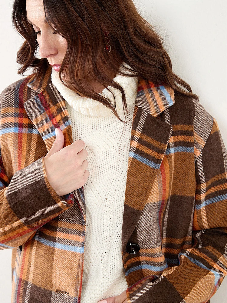 Evermore Plaid Wool-Blend Coat