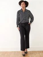 Petite Button Front Blouse with Ruched Cuffs