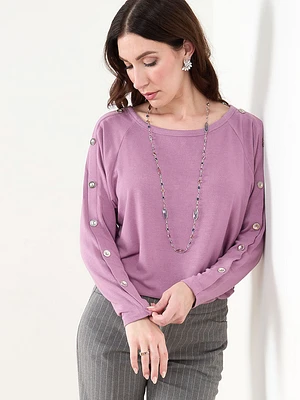 Lightweight Knit Top with Button Detail