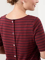 Petite Short Sleeve Boat Neck Top