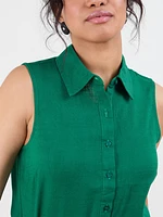 Petite Sleeveless Linen Blend Shirt