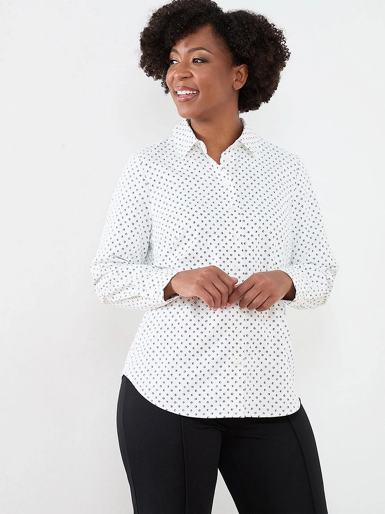 Petite Collared Button Front Shirt