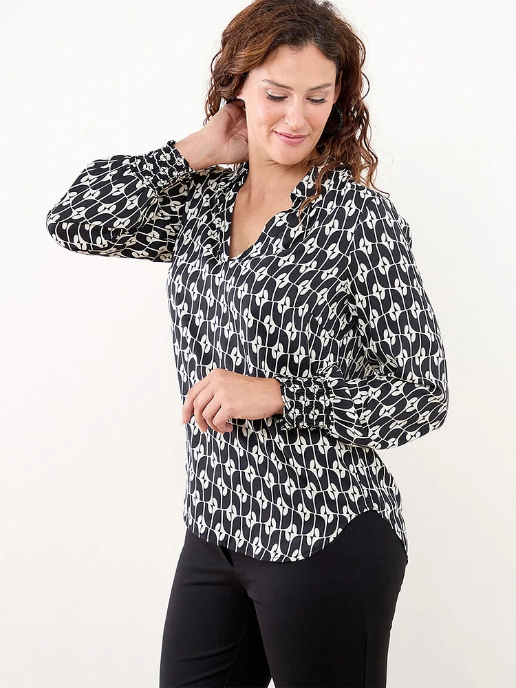 Smocked Cuff Popover Blouse