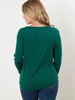 Petite Long Sleeve Boat Neck T-Shirt