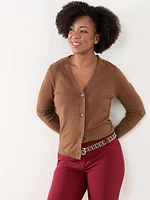 Petite V-Neck Button Up Cardigan