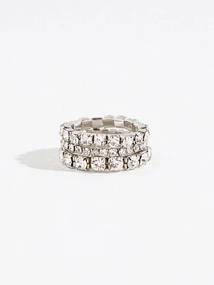 Silver Rhinestone Stackable Stretch Rings