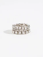 Silver Rhinestone Stackable Stretch Rings