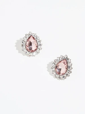 Soft Pink Teardrop Crystal Earrings