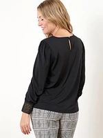 Petite Top with Decorative Cuff Detail