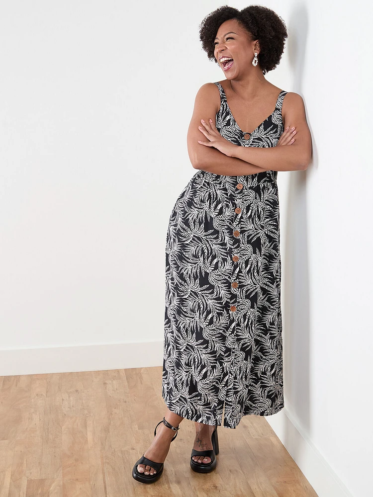 Petite Viscose Button Front Maxi Dress