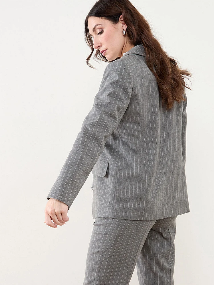 The Associate Open-Front Striped Blazer