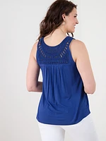 Sleeveless Crochet Detail Relaxed Top