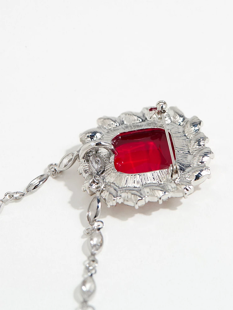 Cranberry Square Crystal Pendant